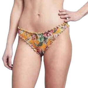 NWT Shade & Shore Women's Floral Ruffle  Cheeky Bikini Swim Bottoms S 4-6